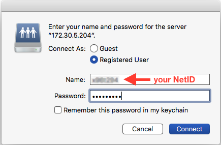 mac connect to smb with username and password